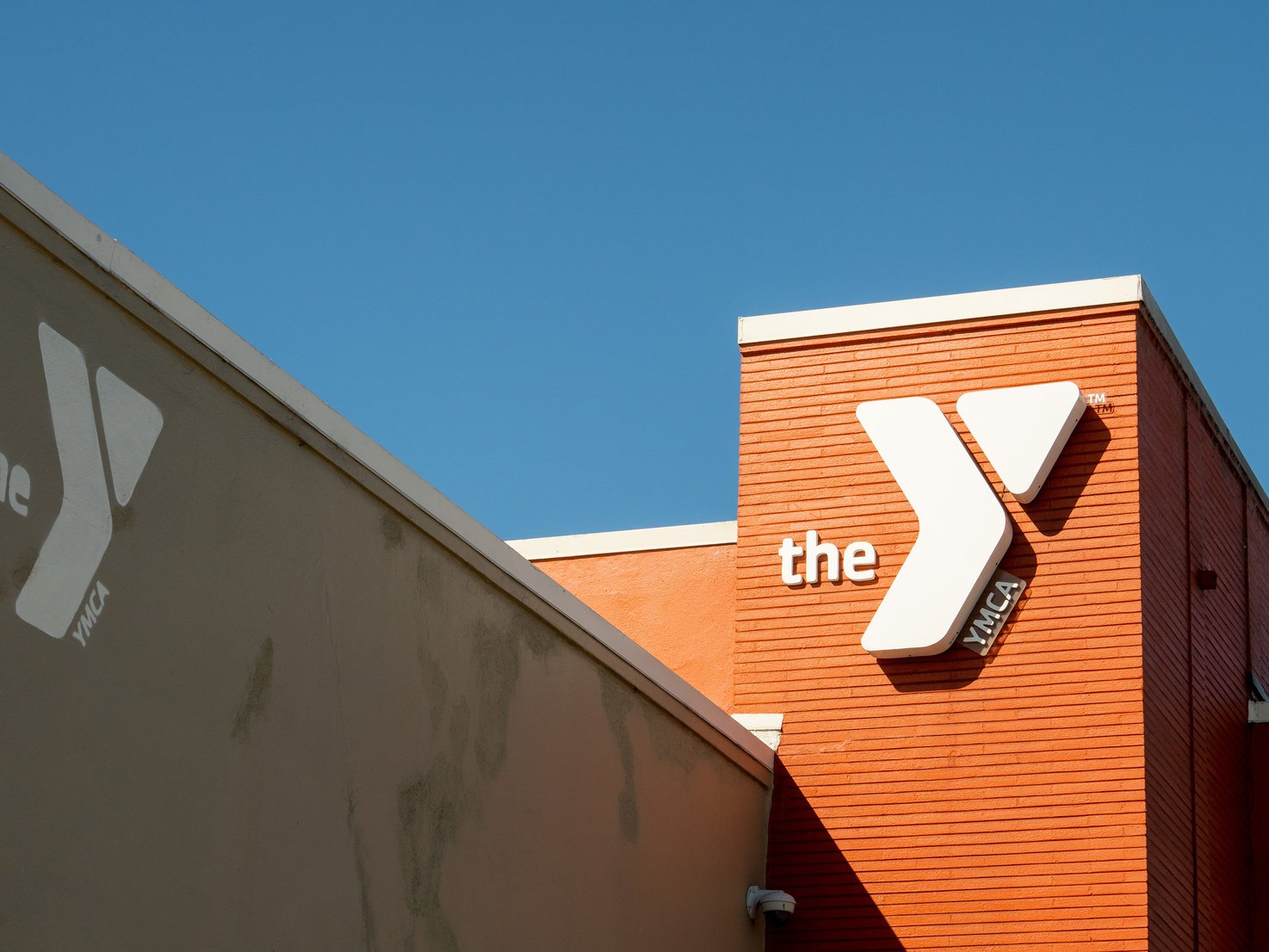 YMCA Gym Community Center Location Entrance Building and Logo