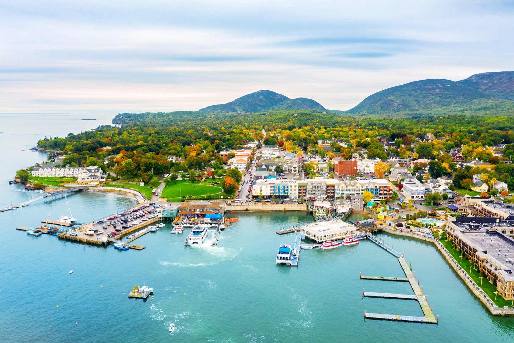 Aerial view of Bar Harbor, Maine